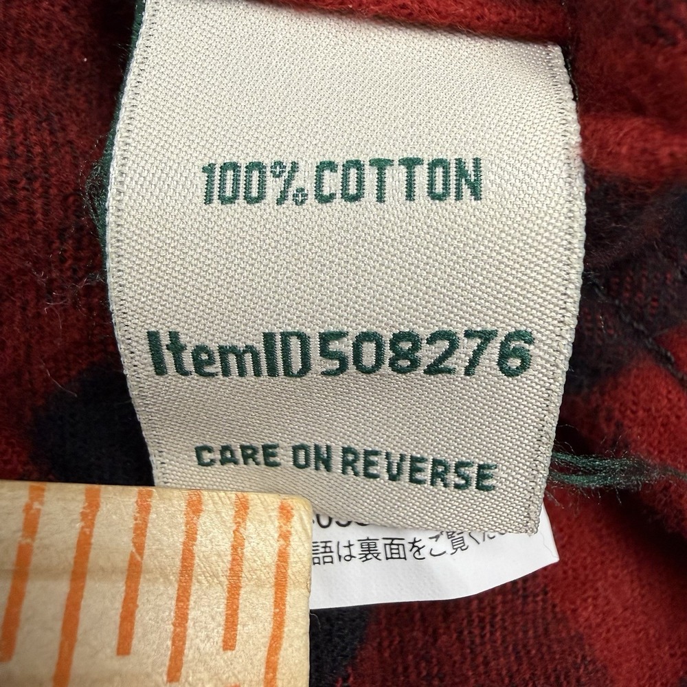 LL BEAN Scotch Plaid Flannel Shirt Women's Large Red Black Buffalo Check Relaxed - Picture 8 of 11